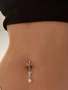 Elegant Sexy Clip-On Faux Navel Ring - No Piercing Required, Suitable For Daily Wear And Parties, Belly Button Jewelry - Silver - View 1