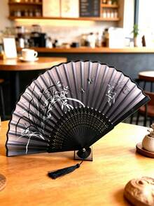 Chinese Style Foldable Hand-Held Fan, Portable Mini Black Fan Suitable For Dancing, Summer Cooling, Beach Travel And Daily Use - A - View 7
