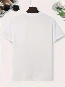 Men's And Teens' Short-Sleeved T-Shirts: Casual Round Neck, Arrow Print, Breathable Spring And Summer Clothing, Basic And Versatile Style (Available In Various Sizes). - 杏色 - 查看 2
