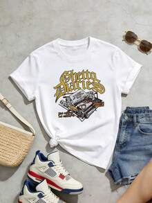 Camiseta de manga corta con cuello redondo suave y casual de verano para mujer, Ghetto Diaries, gráfico hip hop, ropa urbana retro, hip hop de los 90, camiseta hip hop para niños, estampado rap vintage, G Thang, ropa urbana para niños, estética hip hop vintage, ropa urbana retro, suave y transpirable, apto para pieles sensibles, diseño gráfico único, estilo urbano para niños, ropa casual diaria, moda infantil, estampado duradero, tops para mujer, tops para salir, vintage, generación Z, tops, curva, ropa Y2K, algodón, Italia, Grecia, tops para damas, tops bonitos, camiseta gráfica, conjuntos de primavera, estilo urbano americano, casual deportivo, estilo unisex, estilo casual urbano, casual, jersey, camisetas holgadas, ropa urbana retro, estilo de los 90, estilo de los 2000, subcultura, estilo europeo, top negro, tops blancos, atuendo de fi Blanco - Blanco - Ver 3