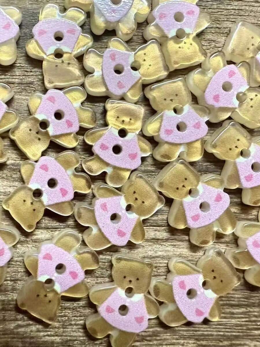 10pcs/Set Cartoon Resin Bear Dress Buttons DIY Craft Sewing Materials For Blouse Dress Decorations DIY Apparel Sewing Supplies - 10pcs - View 1