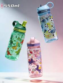 1個 600ml 夏季開學季幼兒卡通塑膠杯附吸管，便攜防摔水瓶，透明塑膠可愛卡通水杯 - 適合幼兒園和國小兒童，幼兒園、學校、戶外水瓶，嬰兒學習杯 - 彩色 - 查看 9