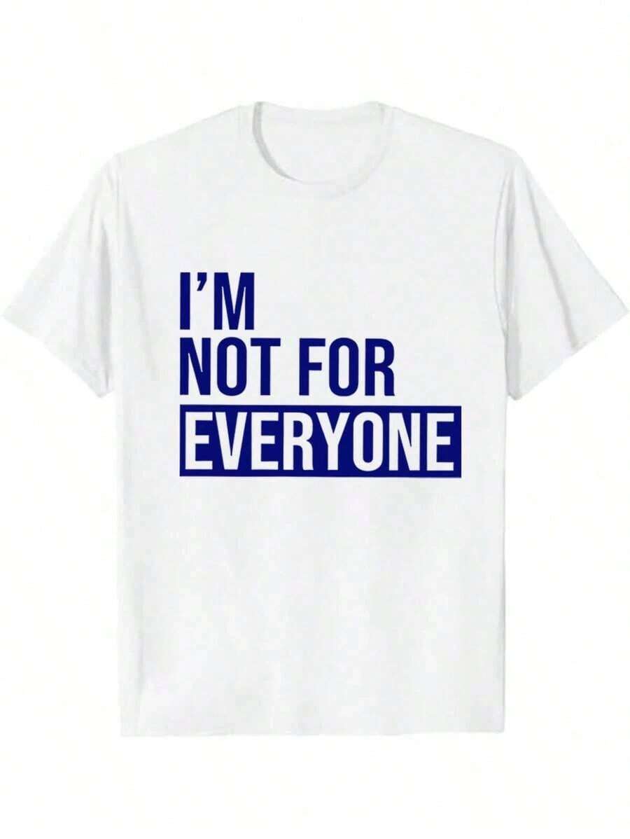 Women's Short Sleeve Slogan Print T-Shirt, Graphic Tees With The Phrase "I'M NOT FOR EVERYONE", Women's Tops, Women's Printed Crew Neck Short Sleeve T-Shirt - Casual Daily Wear, Sport And Fitness, For All Seasons (Perfect For Valentine's Day) Soft - 白色 - 查看 1