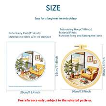 Beginner-Friendly Cozy Home Scene Embroidery Kit, Handmade DIY With Embroidery Hoop & Tools, Healing Desktop / Wall Decor - Multicolor - View 3