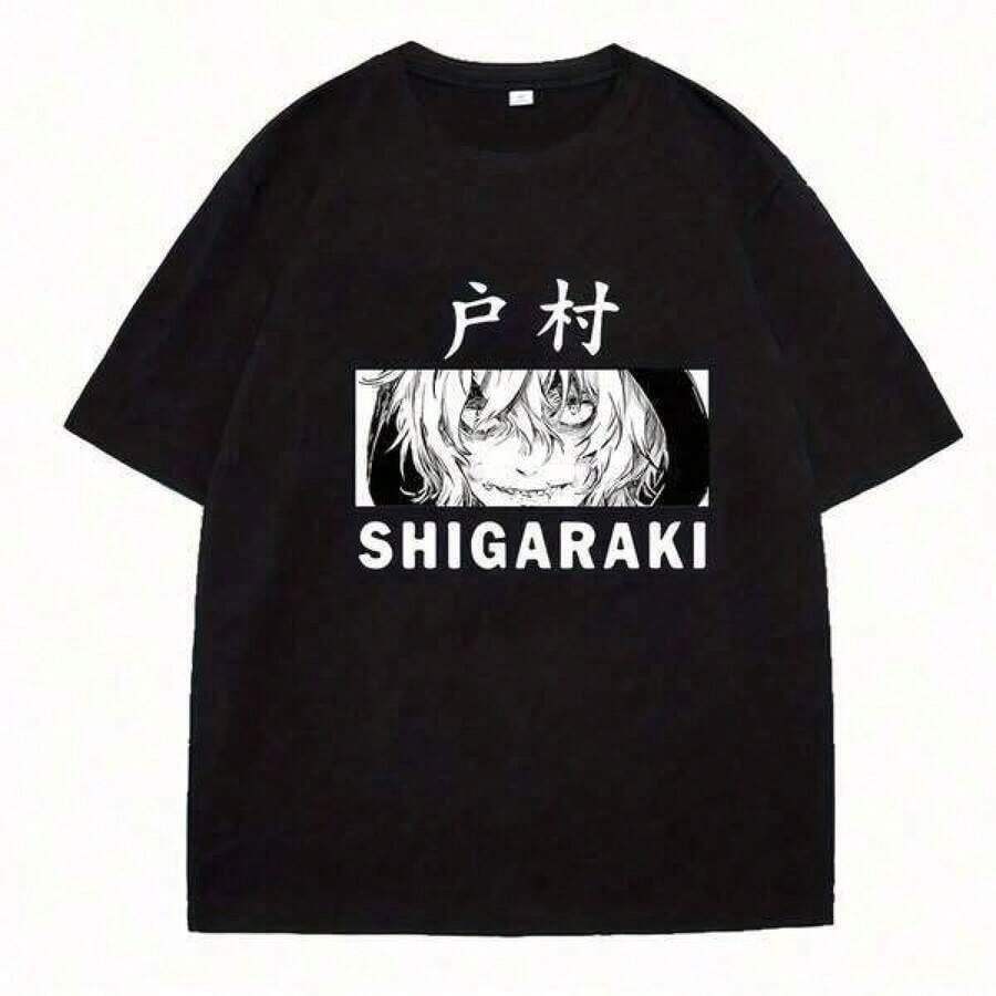 Camiseta vintage de anime para adultos y niños, camisetas para hombre, conjuntos de verano, conjunto familiar a juego, camiseta sencilla de cuello redondo, camiseta de anime japonés  SHIGARAKI, camisetas de verano de manga corta, camisetas deportivas holgadas, camisetas familiares a juego, ropa para niñas, ropa para adolescentes, ropa para niñas, ropa para adolescentes, , camisetas para mujer y hombre, ropa de Año Nuevo, regalo para Año Nuevo, ropa de verano para hombre, camisetas de verano, conjuntos de verano para niños, tallas para adultos y niños. - Negro - Ver 1