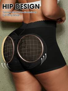 1pc Women Shapewear Shorts, Tummy Control, Butt Lifting, Removable Padded Panty - Black - View 4