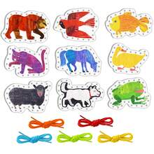9 Pcs Bear Felt Lacing Cards, Colorful Threading Activity Board, Fine Motor Skills Practice Props, Hand Eye Coordination Training Game, Interactive Learning Supplies, Back To School - 彩色 - 查看 5