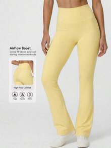 2026 Sodalemon Women's Black Slim Fit Flared Yoga Sweatpants For Spring - 黃色 - 查看 2