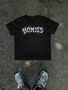 1 Pcs Cotton Graphic Tees 1Pcs Homies Graphic Print Men's T Shirt Casual Streetwear 100% Cotton TShirt Men's Summer Simple Tee Gift For Men, Gangster Style Urban Top, Fashionable Hip Hop Short Sleeve Crew Neck Black Tee Graphic Shirts  Outfit - màu đen - Xem 12
