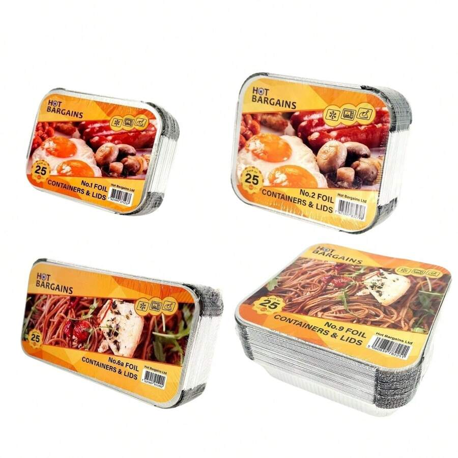HOT BARGAINS Aluminum Foil Containers With Lids – Large Rectangular Takeaway Foil Trays For Food Storage & Meal Prep - Plateado - Ver 1