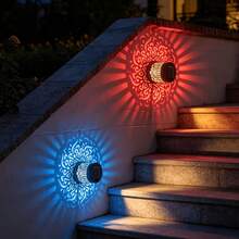 Conjunto de 4 luminárias solares mandala para jardim, caminho, gramado, quintal e decoração de casa de campo. - 4 pacotes de mando - Ver 6