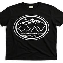 Camiseta exclusiva para el Día de la Independencia/Día del Padre con estampado inspirador de Dios Arriba y Abajo (gig5094062), color negro. Imagen del producto. Unisex. Camiseta estampada de manga corta para verano 2025. Algodón puro de 220 g. - Negro - Ver 1