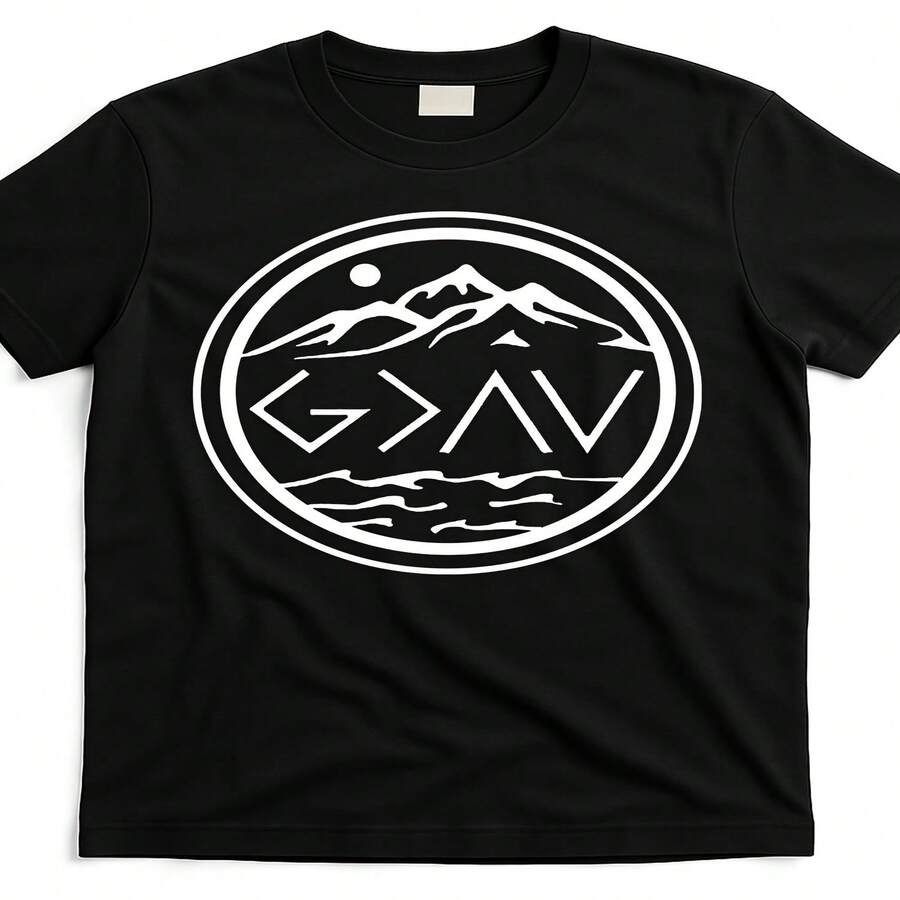 Camiseta exclusiva para el Día de la Independencia/Día del Padre con estampado inspirador de Dios Arriba y Abajo (gig5094062), color negro. Imagen del producto. Unisex. Camiseta estampada de manga corta para verano 2025. Algodón puro de 220 g. - Negro - Ver 1