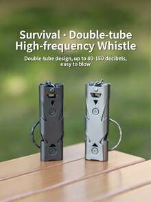 Dual-Tube Stainless Steel High-Frequency Emergency Whistle, High Decibel Whistle Suitable For Outdoor, Earthquake And Other Emergency Situations - A - View 1