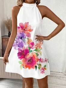 Clasi Vestido floral casual y holgado para mujer, apropiado para el verano - Multicolor - Ver 7