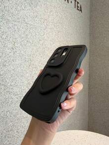 Ốp lưng điện thoại silicon hình trái tim, viền lượn sóng, chống rơi vỡ toàn diện, tương thích với Samsung Galaxy A56/A17/S24 Ultra/S24 Plus/S24/S23 Ultra/S23 Plus/S23/S22 Ultra/S22 Plus/S22/S21 Ultra/S21 Plus/S21 FE/S23 FE/S20 FE, 17/16E/15/14/13/12/11/X/XS Max/XR/Pro Plus, phiên bản quốc tế. - màu đen - Xem 3