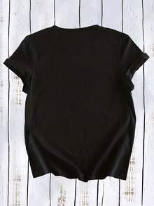 Casual T-Shirt For Mother's Day. Mothers Know How To Appreciate Breathable, Soft, And Stylish Short-Sleeved T-Shirts That Are Cute And Sophisticated For Casual Wear At Home. 100% Durable Cotton. - 黑色 - 查看 2