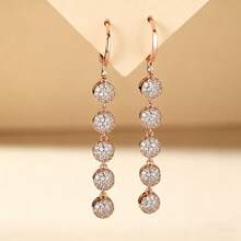 1 Pair Long Tassel Disc Earrings, Luxury Elegant Face-Slimming Dangle Earrings For Women, Versatile For Commuting - Earring - View 9