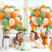 50 peças/28 peças por conjunto, Conjunto de Balões de Látex Laranja, Verde Feijão e Branco de 10 polegadas. Adequado para Banquete de Aniversário de 1 Ano, Festas, Decoração Interna, Reuniões Familiares, de Balões, Festas de Aniversário e Decoração Externa - Multicolorido - Visão 6