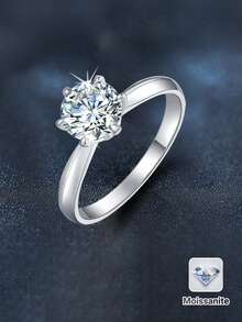 1 chiếc nhẫn Moissanite 6,5mm 1 carat bạc Sterling 925 sang trọng và thanh lịch, thích hợp cho trang phục hàng ngày của phụ nữ, đám cưới, kỷ niệm, quà tặng trang sức - JZ0038M - Xem 9