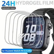 3pcs Full Coverage Curved Anti-Scratch Screen Protector Film For Huawei Watch Fit 5 Pro/Fit 5 Smart Sports Watch, Soft Hydrogel Film - Clear - View 1