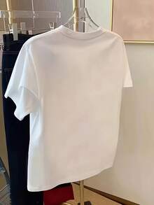 Camiseta de manga corta para mujer, diseño de verano, corte ajustado, estampado de dibujos animados, camiseta de manga corta, camiseta pura de manga corta, top, camiseta interior #3333 - Blanco - Ver 4