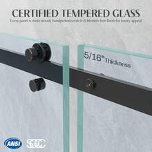 44-48" X 72" Silver Framed Bypass Sliding Shower Door, 5/16" ANSI & SGCC Certified Tempered Glass, Double Sliding Bathroom Shower Enclosure With Reversible Installation, Leak-Proof & Adjustable 0-4" Trim, Modern Matte Silver Hardware - Silver - View 5