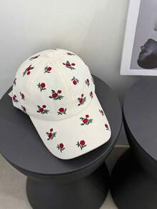 1 chiếc mũ lưỡi trai unisex kiểu Y2K thêu hoa, cá hoạt hình, hoa hồng, mũ snapback tối giản phong cách Y2K ngoài trời, mũ chống nắng thời trang dành cho giới trẻ. - sữa - Xem 3