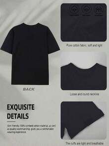 1 Pieza Moda Informal Para Hombres Y MujeresWOOAVIVA A la moda Verano Suave 100% Algodón Mujeres Camiseta Con Conejo Gráfico Imprimir, Ideal Regalo para Anime Amantes, Lindo Dibujos animados Diseño, Regalos Para Día de San Valentín Día, Cómodo Ropa urbana Informal Perfecto para Todos Estaciones del año, Mujeres Las blusas son versátiles, fáciles de combinar, adecuadas para el uso diario, el estilo urbano, los conjuntos de vacaciones y la ropa de fin de semana. - Negro - Ver 4