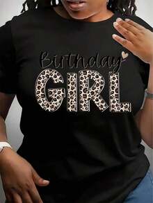 Camiseta con Estampado 'Reina de Cumpleaños' para Mujer de Talla Grande, Camiseta de Cumpleaños, Camiseta Casual de Manga Corta con Cuello Redondo, Adecuada para el Verano, Ropa de Fiesta, Camiseta con Diseño Divertido, Perfecta como Regalo de Cumpleaños - Negro - Ver 6