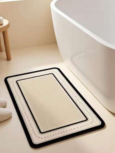 1pc Non-Slip Silica Gel Bath Mat, Super Absorbent, Rectangular Molded Mat, Suitable For Home Decor, Bathroom Mat, Bath Rug, Door Mat, Small Rug, Carpet, Floor Mat, Home Decor, Area Rug, Outdoor Mat, Home Decor, Area Carpet, Bedroom Carpet, Washable Rug