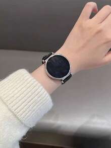 1件女款修身腰部超纖皮革智慧手錶錶帶，適用18mm/20mm/22mm，相容 Galaxy Watch 8/7/6/5/4 (40mm, 44mm)，快拆彈簧桿，免工具安裝，易佩戴錶帶，相容 Watch GT6/5/4/3/Pro (46mm)，適用錶接口寬度18mm/20mm/22mm智慧手錶錶帶配件 - 黑色 - 查看 2