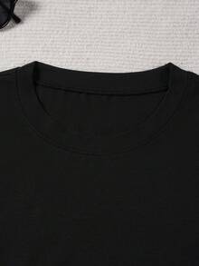 Ropa de mujer, camiseta con estampado de póster de gato retro Y2K, camiseta de manga corta con cuello redondo para mujer. Imprescindible para los amantes de los gatos, camisas de mujer - Negro - Ver 5