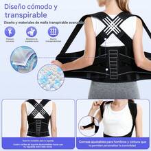 Corrector de Postura para Hombres y Mujeres,Faja para Postura de Espalda Invisible con Soporte Lumbar, Enderezador Ajustable, Alivio Del Dolor de Cuello Y Cintura,Apto para muchas ocasiones,L - Blanco - Ver 3