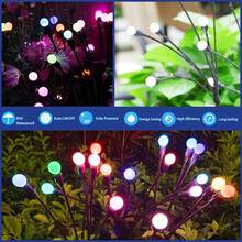 1个/2个 6LED/8LED/10LED 太阳能萤火虫地插灯，户外路径灯，太阳能供电，防水花园灯，适用于庭院、露台、走道、露营、节日、婚礼、派对装饰 - 彩色 - 查看 9
