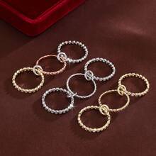 1 pieza Anillo de mujer con diseño de lunares trenzado y circonita cúbica de moda - Multicolor - Ver 10