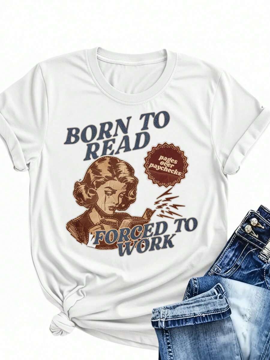 Women's & Men's Camiseta Casual de Cuello Redondo con Estampado de Letras para Hombre y Mujer, Casual y Cómoda, con Tela Suave, Diseño Clásico, Versátil para Uso Diario, Ajuste Cómodo, Adecuada para Todas las Temporadas y Fácil de Usar Cuando - Blanco - Ver 1