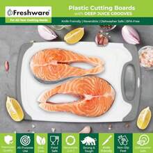 Freshware Cutting Board with Juice Grooves Reversible BPA-Free Non-Porous Dishwasher Safe Kitchen Set of 3 - Plstico juego de 3 - Ver 4