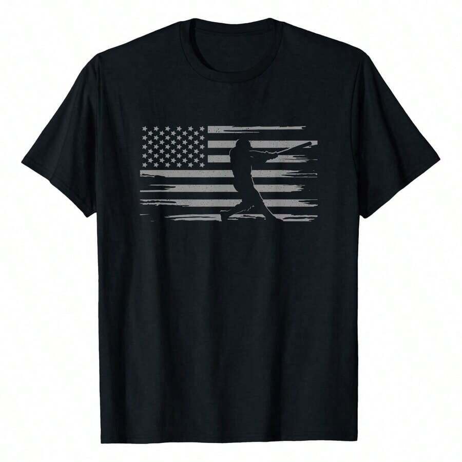 Ropa de Béisbol con Bandera Americana - Camiseta de Béisbol - Negro - Ver 1