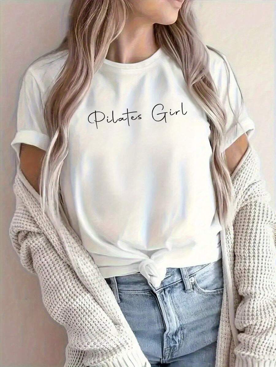 Camiseta de mujer, 1 pieza, estilo Y2K para mujer, edición limitada, camiseta de Pilates, regalo, bestseller, camiseta de manga corta con estampado personalizado antes y después, regalo de cumpleaños. - Blanco - Ver 1