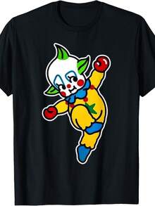 Camiseta Kewpie B1aby Birthday Circus Vintage Clown. Camiseta unisex de algodón puro de 220 g. Peso ideal para todas las estaciones, apta tanto para hombres como para mujeres. Tejido duradero de alta calidad, suave al tacto y de larga duración. Prenda transpirable, ideal para el otoño y las vacaciones. - Negro - Ver 1