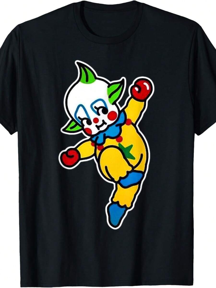Camiseta Kewpie B1aby Birthday Circus Vintage Clown. Camiseta unisex de algodón puro de 220 g. Peso ideal para todas las estaciones, apta tanto para hombres como para mujeres. Tejido duradero de alta calidad, suave al tacto y de larga duración. Prenda transpirable, ideal para el otoño y las vacaciones. - Negro - Ver 1
