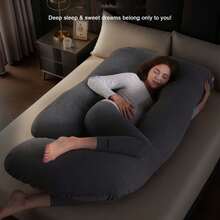 Pregnancy Pillow For Sleep Support For Back, Stomach, Hips, Legs, Full Body Pregnancy Pillow For Pregnant Women, Pillow For Women And Side Sleepers - 黑灰色 - 查看 8