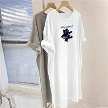 Camiseta con estampado de camisa casual para mujer, manga corta y cuello redondo, moda urbana local de primavera/verano camiseta unisex. VKP2 - N118 Blanco - Ver 12
