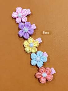5pcs Colorful Flower Hair Clips, Cute Hair Accessories Suitable For Daily Use - Multicolor - View 8