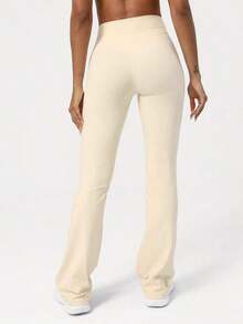 2026 Sodalemon Women's Black Slim Fit Flared Yoga Sweatpants For Spring - 杏 - 查看 5