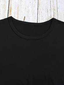 Camiseta casual holgada de verano con estampado de abeja de dibujos animados - Negro - Ver 3