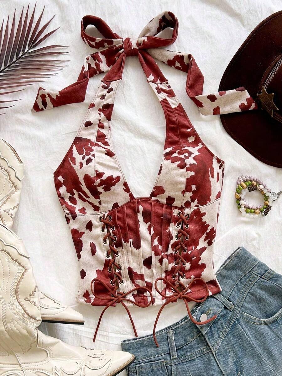 Nuevo chaleco de mujer con cuello en V sexy y anudado de ante desconstructurado, adecuado para vacaciones, citas, té de la tarde, vacaciones, festivales de música, estilo bohemio, cruceros, playa, Navidad, Año Nuevo, discoteca - Burdeos 2 - Ver 1