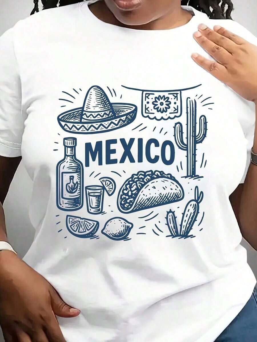 Camiseta Colorida de México, Camiseta Tequila, Lima y Sol, Regalo para Vacaciones en México, Camiseta Cinco de Mayo, Camiseta de Verano de México, Camiseta para Fiesta Mexicana - Blanco - Ver 1
