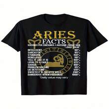 Camiseta exclusiva decorada con datos del zodíaco Acuario para el Día de la Independencia/Día del Padre, apta para hombres y mujeres, camiseta de manga corta para exteriores, apta para todas las estaciones, 100% lista para usar, S-XXXL. Camiseta suave y transpirable para hombre - Negra, cuello redondo, ropa casual, ropa divertida, camiseta, tallas grandes. - Negro - Ver 1